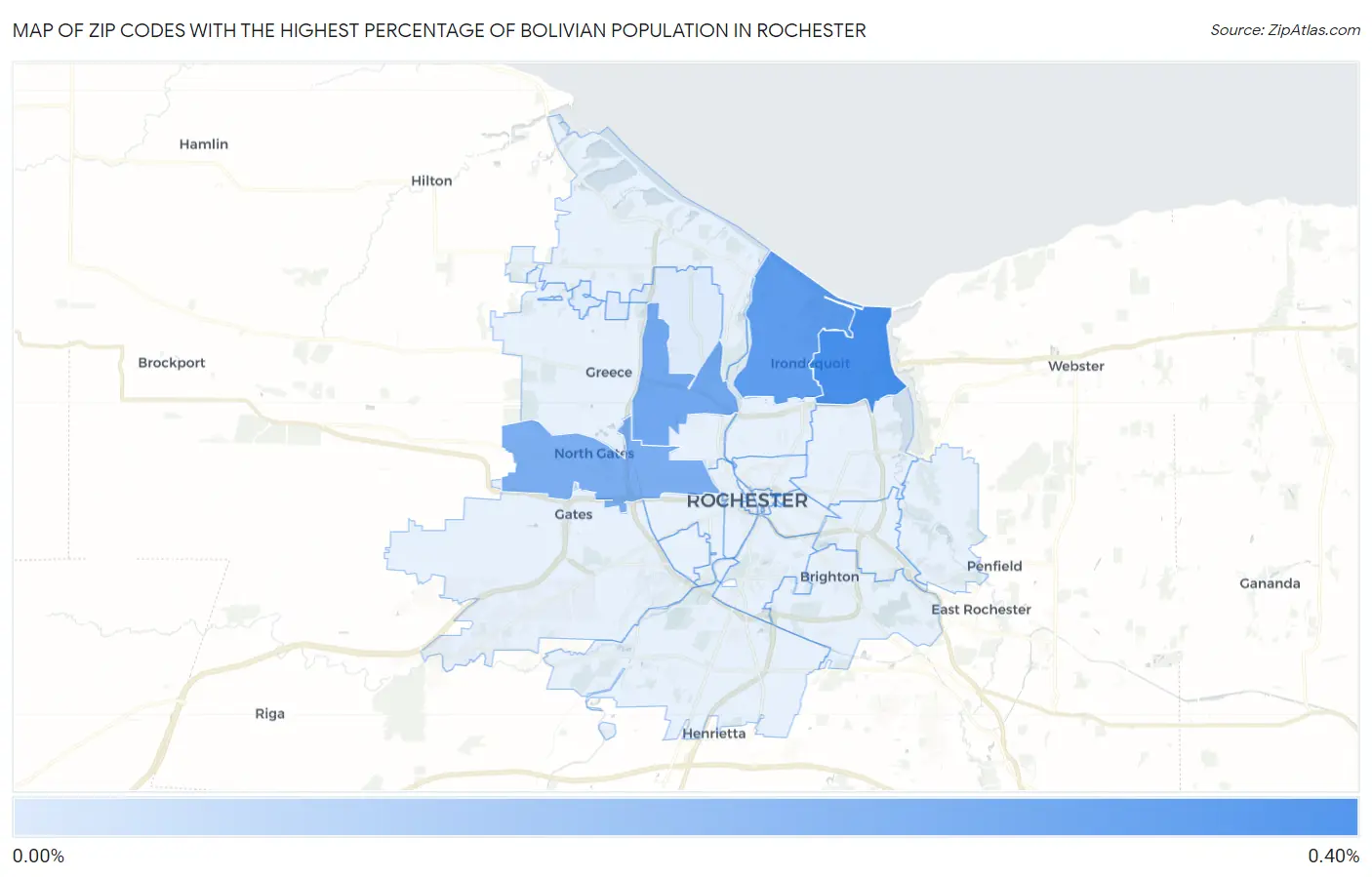 Zip Codes with the Highest Percentage of Bolivian Population in Rochester Map