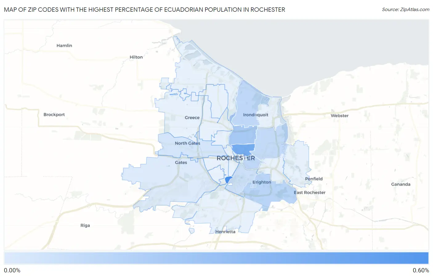 Zip Codes with the Highest Percentage of Ecuadorian Population in Rochester Map