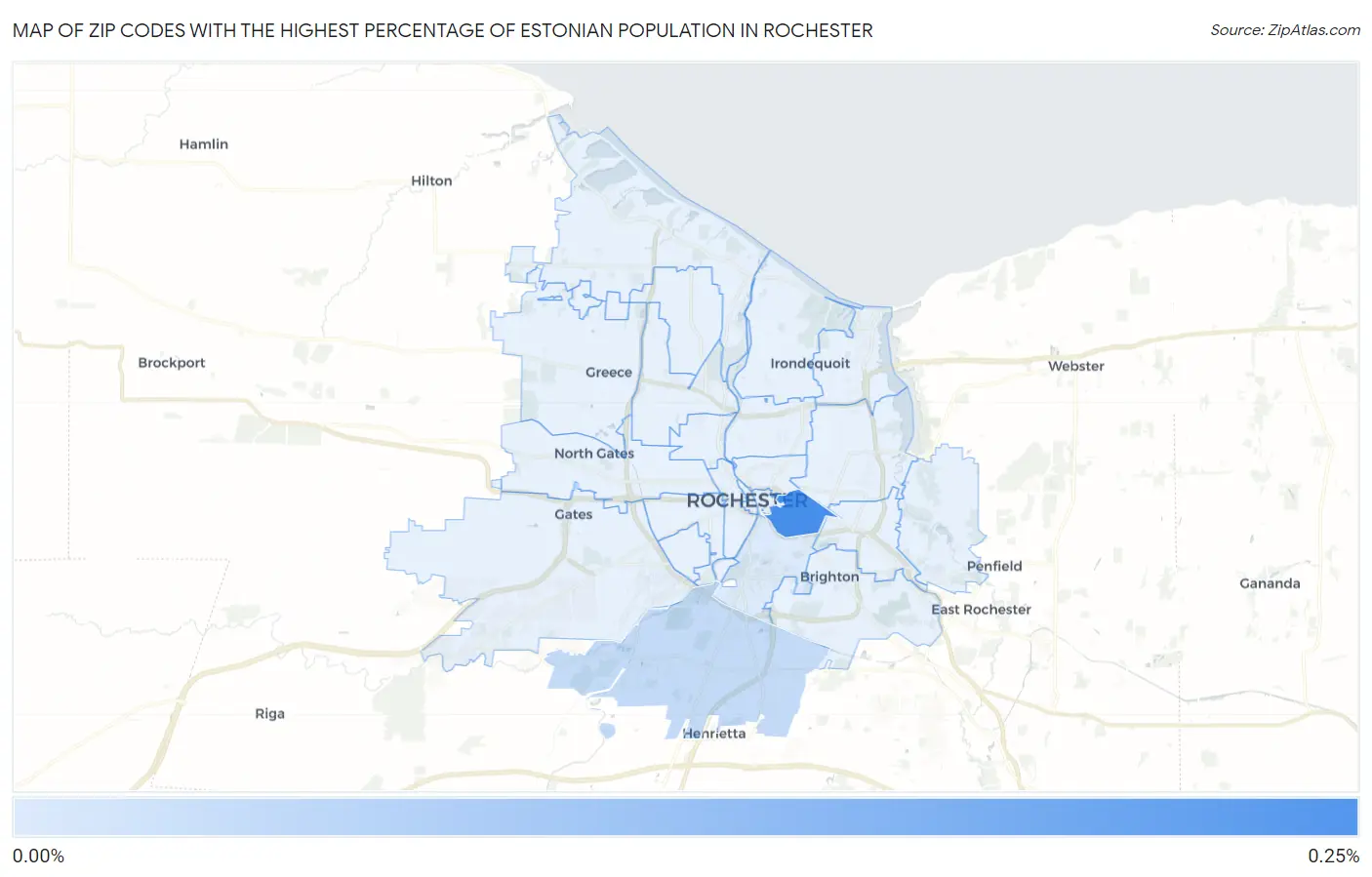Zip Codes with the Highest Percentage of Estonian Population in Rochester Map