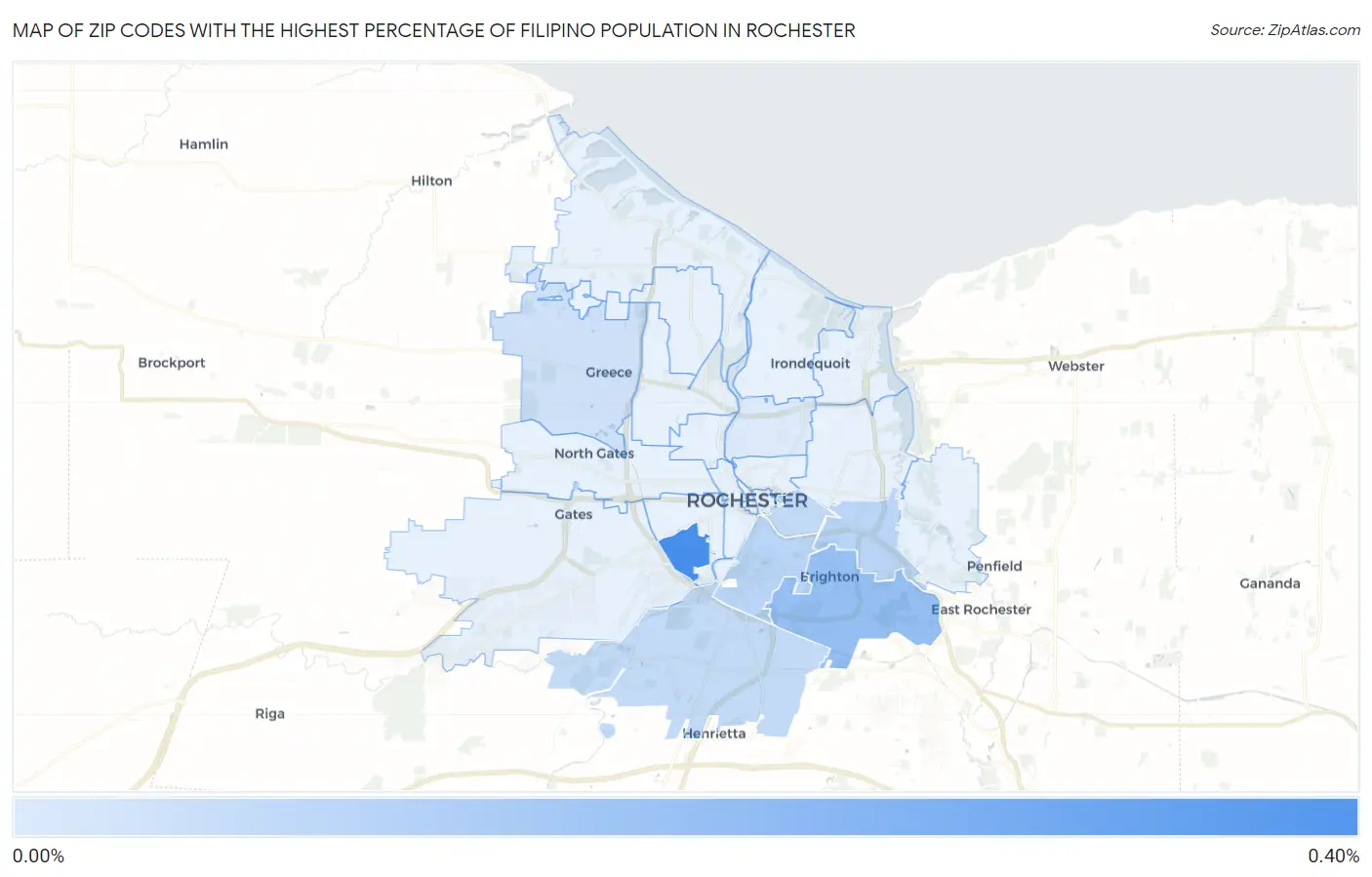 Zip Codes with the Highest Percentage of Filipino Population in Rochester Map