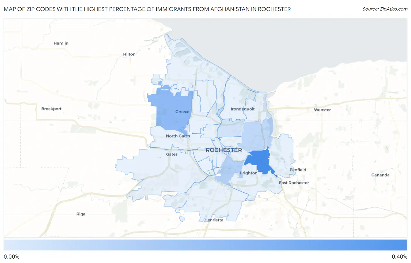 Zip Codes with the Highest Percentage of Immigrants from Afghanistan in Rochester Map