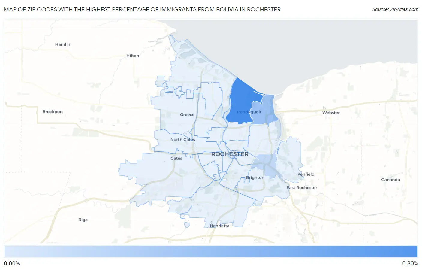 Zip Codes with the Highest Percentage of Immigrants from Bolivia in Rochester Map