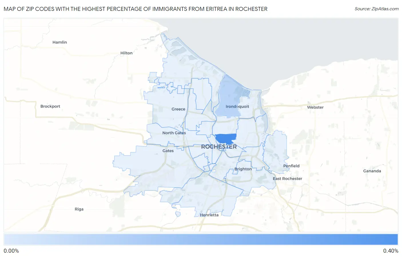 Zip Codes with the Highest Percentage of Immigrants from Eritrea in Rochester Map