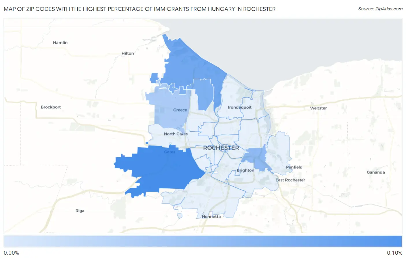Zip Codes with the Highest Percentage of Immigrants from Hungary in Rochester Map