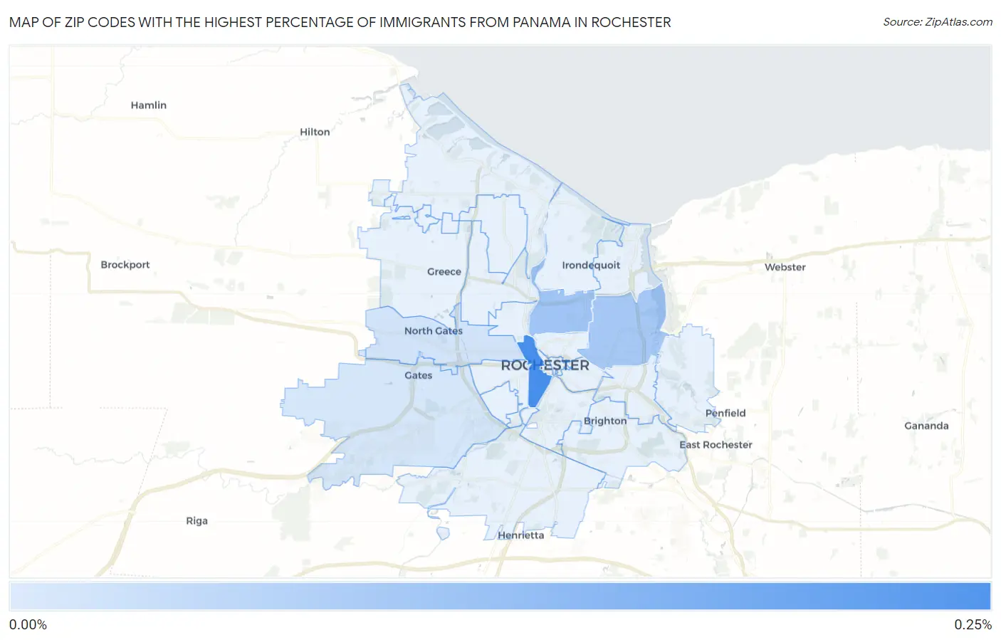 Zip Codes with the Highest Percentage of Immigrants from Panama in Rochester Map