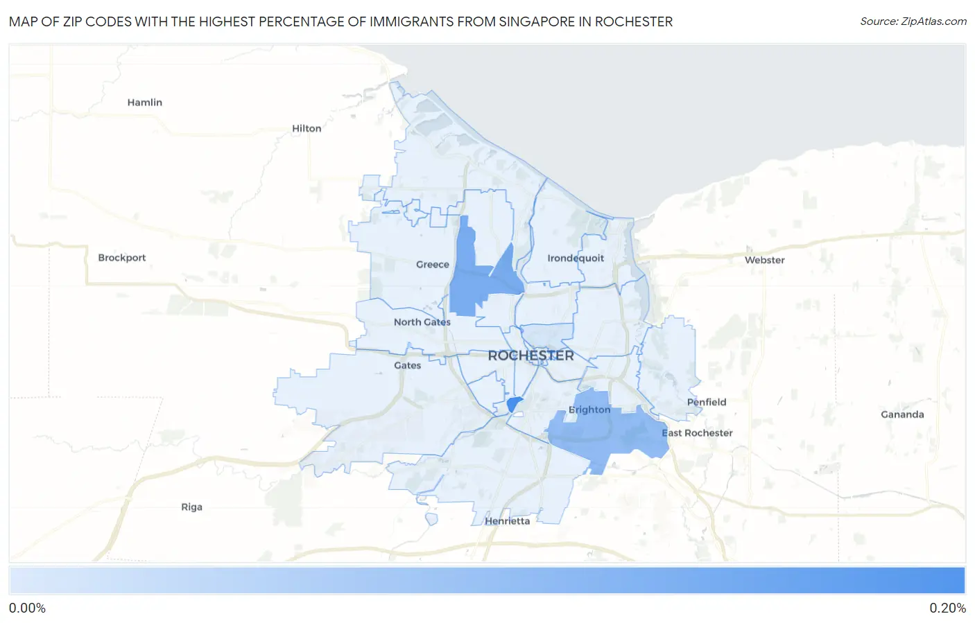 Zip Codes with the Highest Percentage of Immigrants from Singapore in Rochester Map