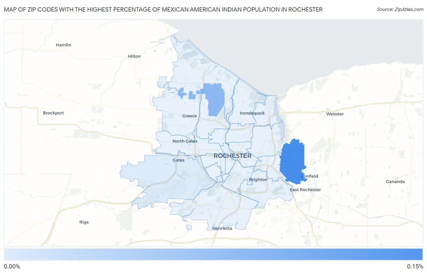 Zip Codes with the Highest Percentage of Mexican American Indian Population in Rochester Map