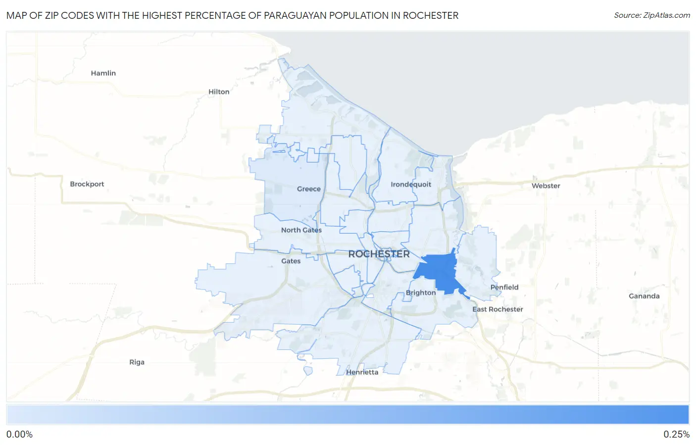 Zip Codes with the Highest Percentage of Paraguayan Population in Rochester Map