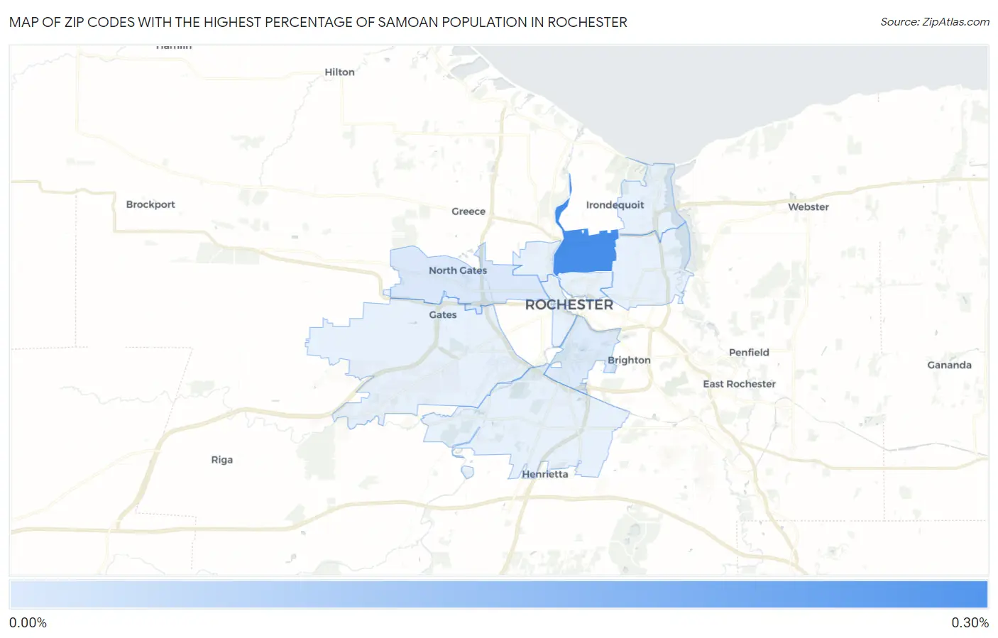 Zip Codes with the Highest Percentage of Samoan Population in Rochester Map