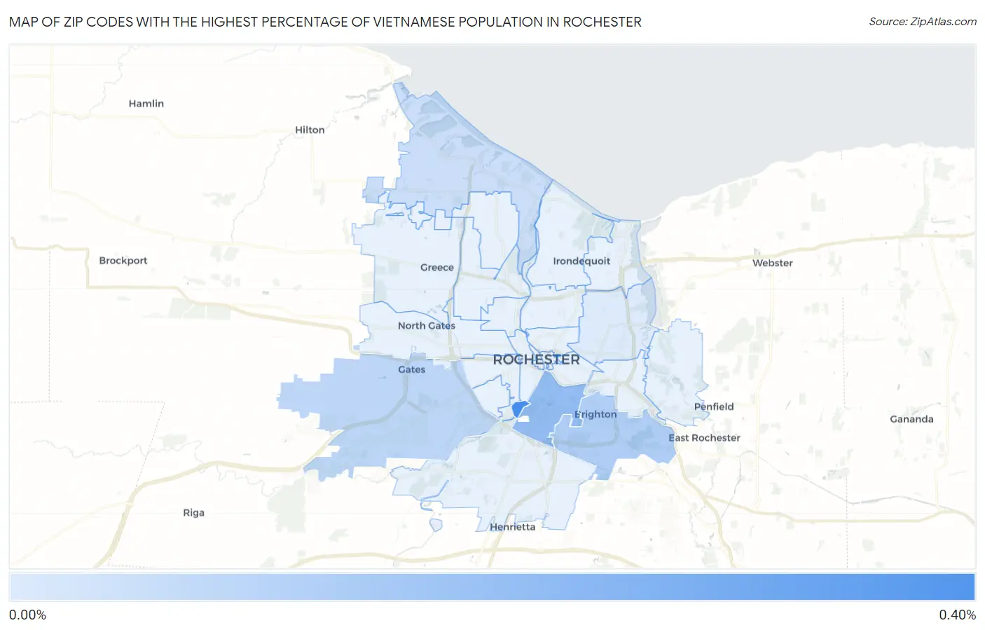 Zip Codes with the Highest Percentage of Vietnamese Population in Rochester Map