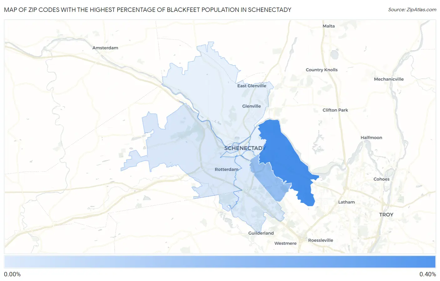 Zip Codes with the Highest Percentage of Blackfeet Population in Schenectady Map