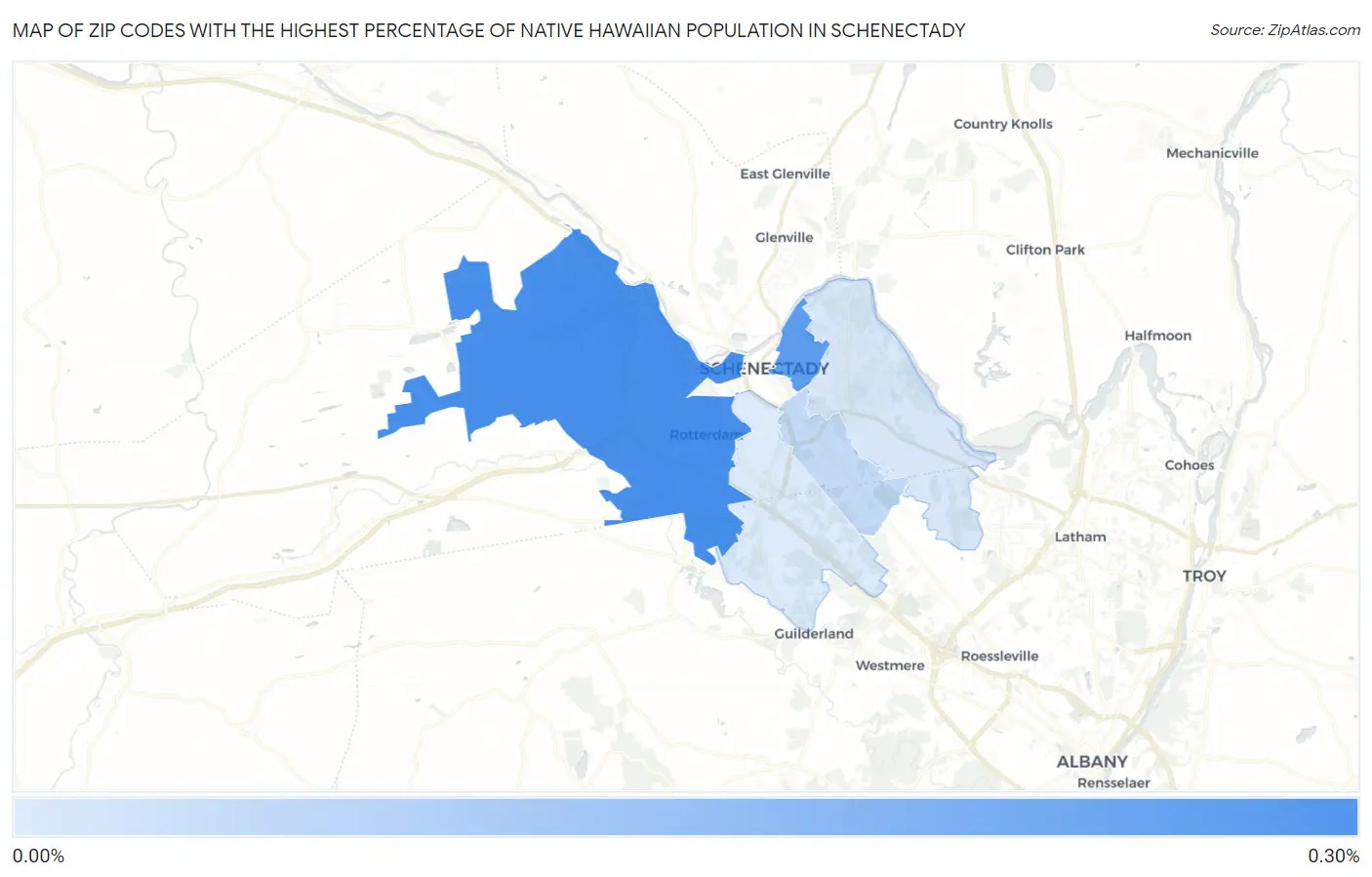 Zip Codes with the Highest Percentage of Native Hawaiian Population in Schenectady Map