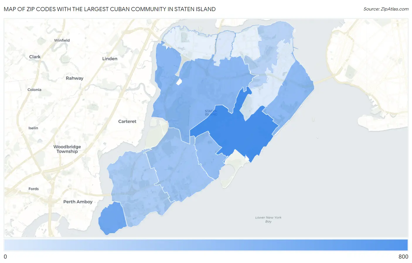Zip Codes with the Largest Cuban Community in Staten Island Map