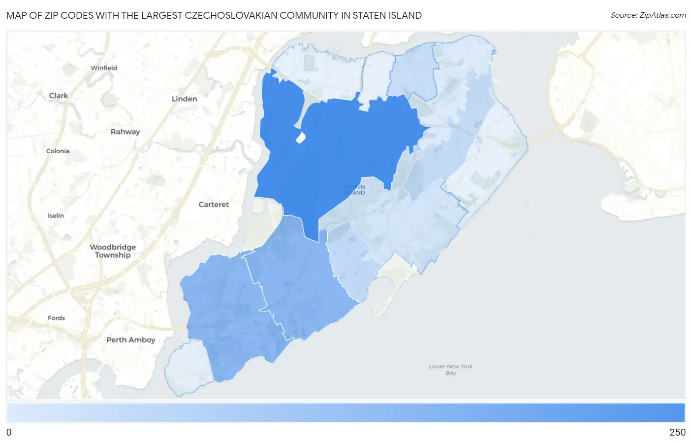 Zip Codes with the Largest Czechoslovakian Community in Staten Island Map