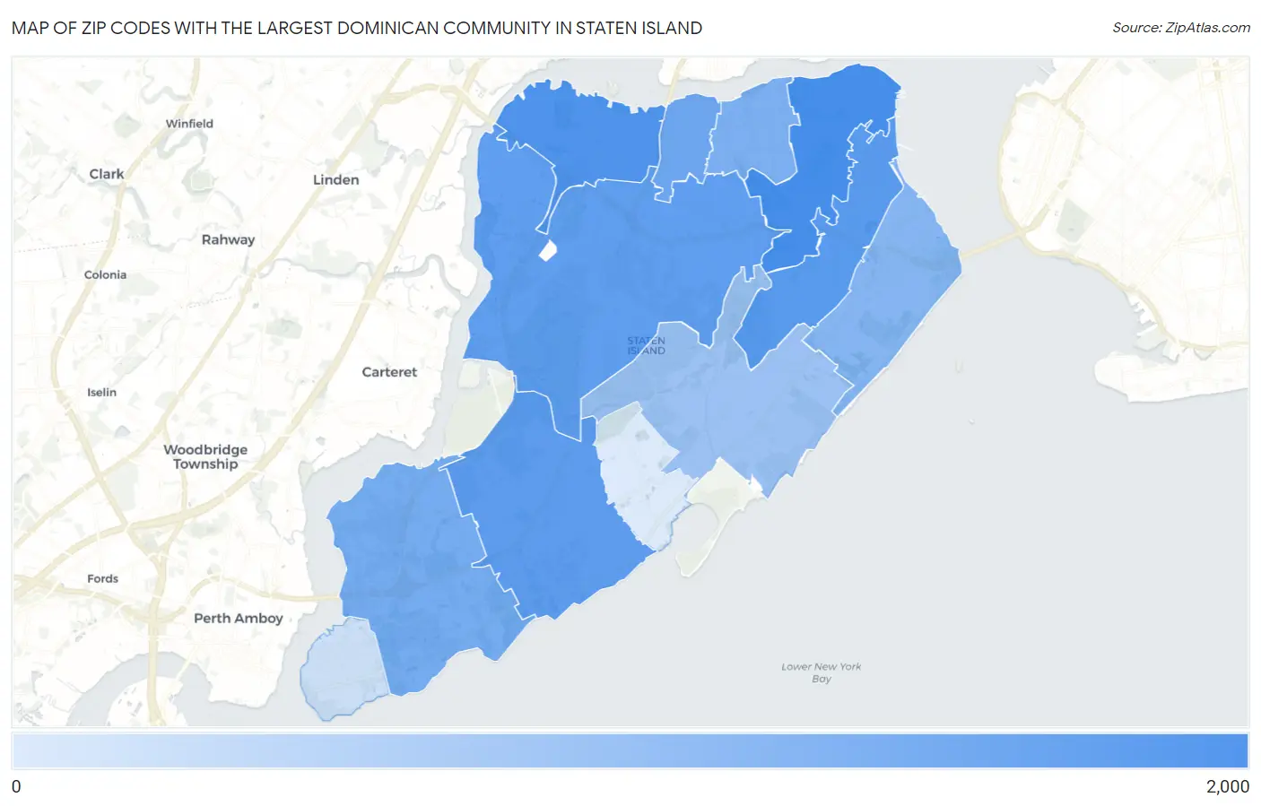 Zip Codes with the Largest Dominican Community in Staten Island Map