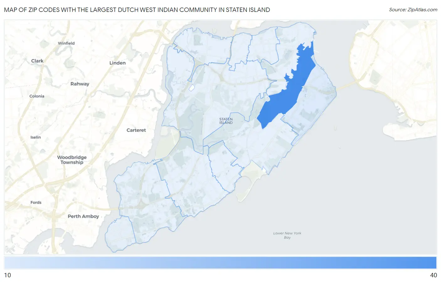 Zip Codes with the Largest Dutch West Indian Community in Staten Island Map