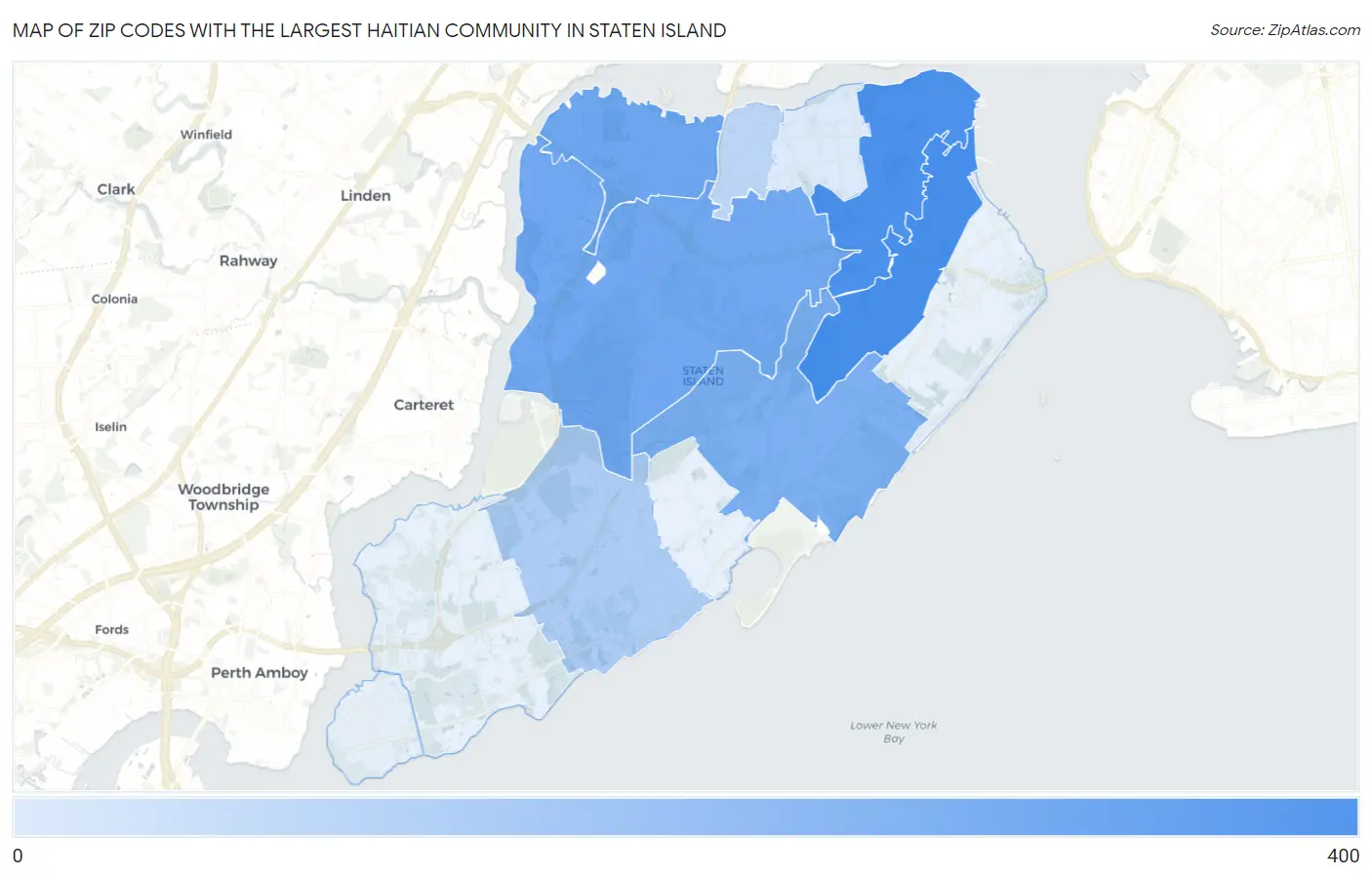 Zip Codes with the Largest Haitian Community in Staten Island Map