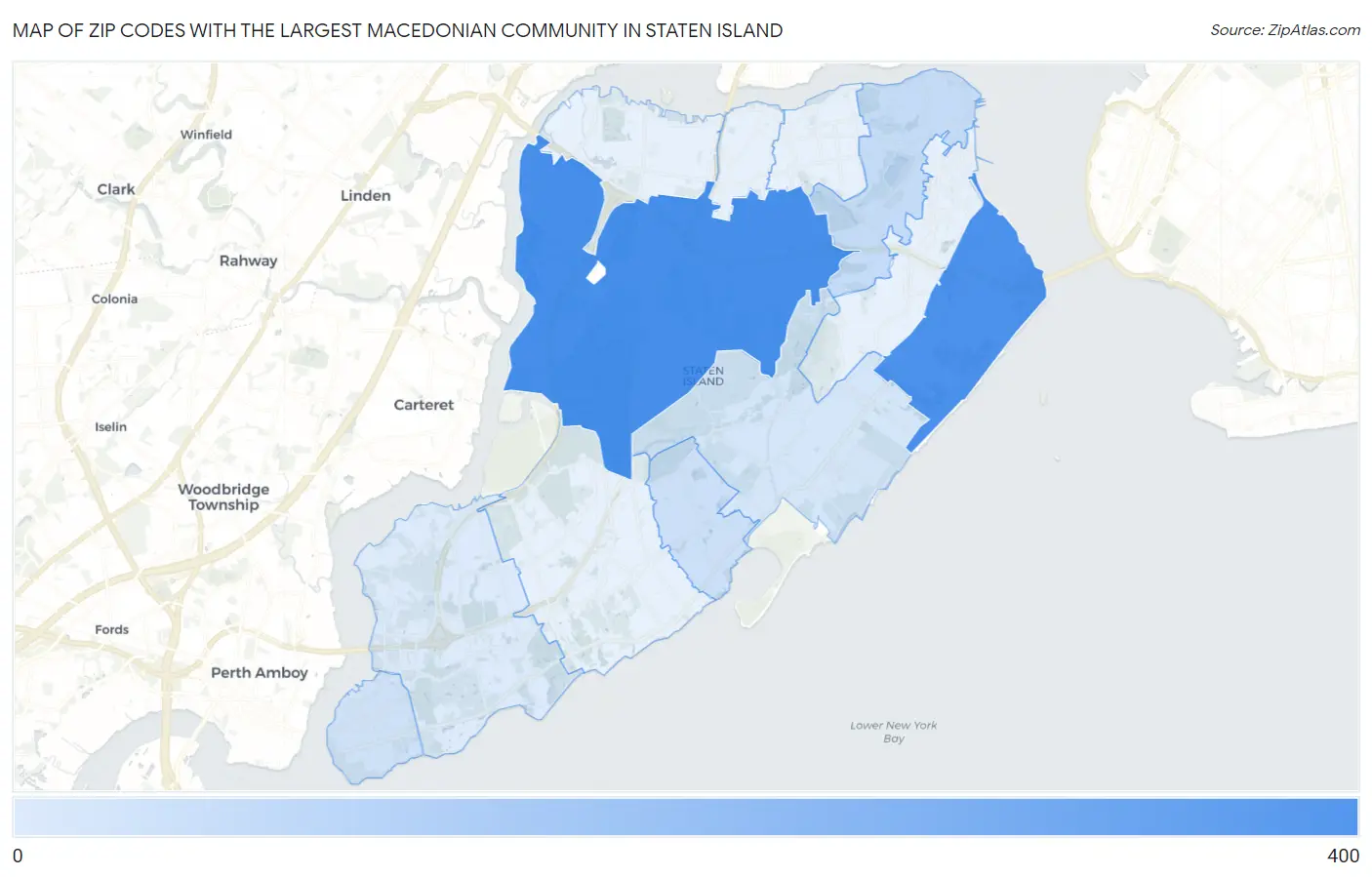 Zip Codes with the Largest Macedonian Community in Staten Island Map