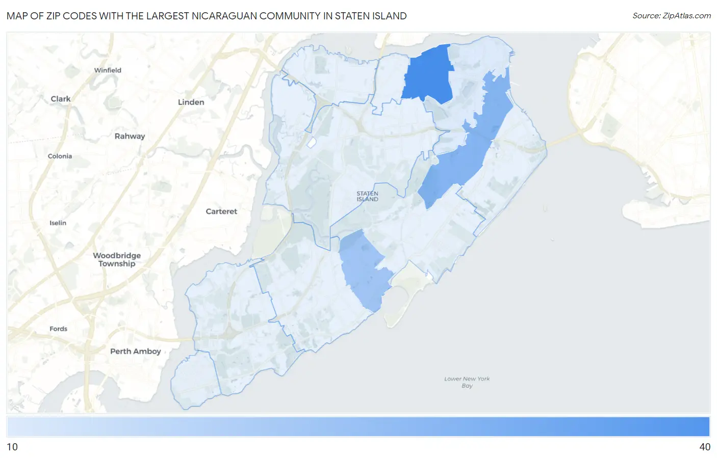 Zip Codes with the Largest Nicaraguan Community in Staten Island Map