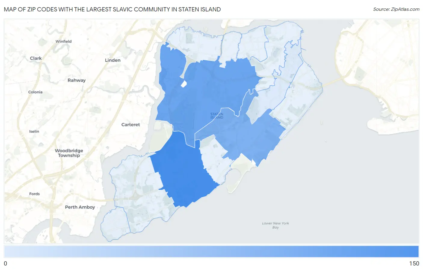 Zip Codes with the Largest Slavic Community in Staten Island Map