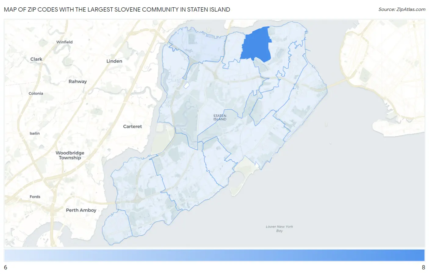 Zip Codes with the Largest Slovene Community in Staten Island Map
