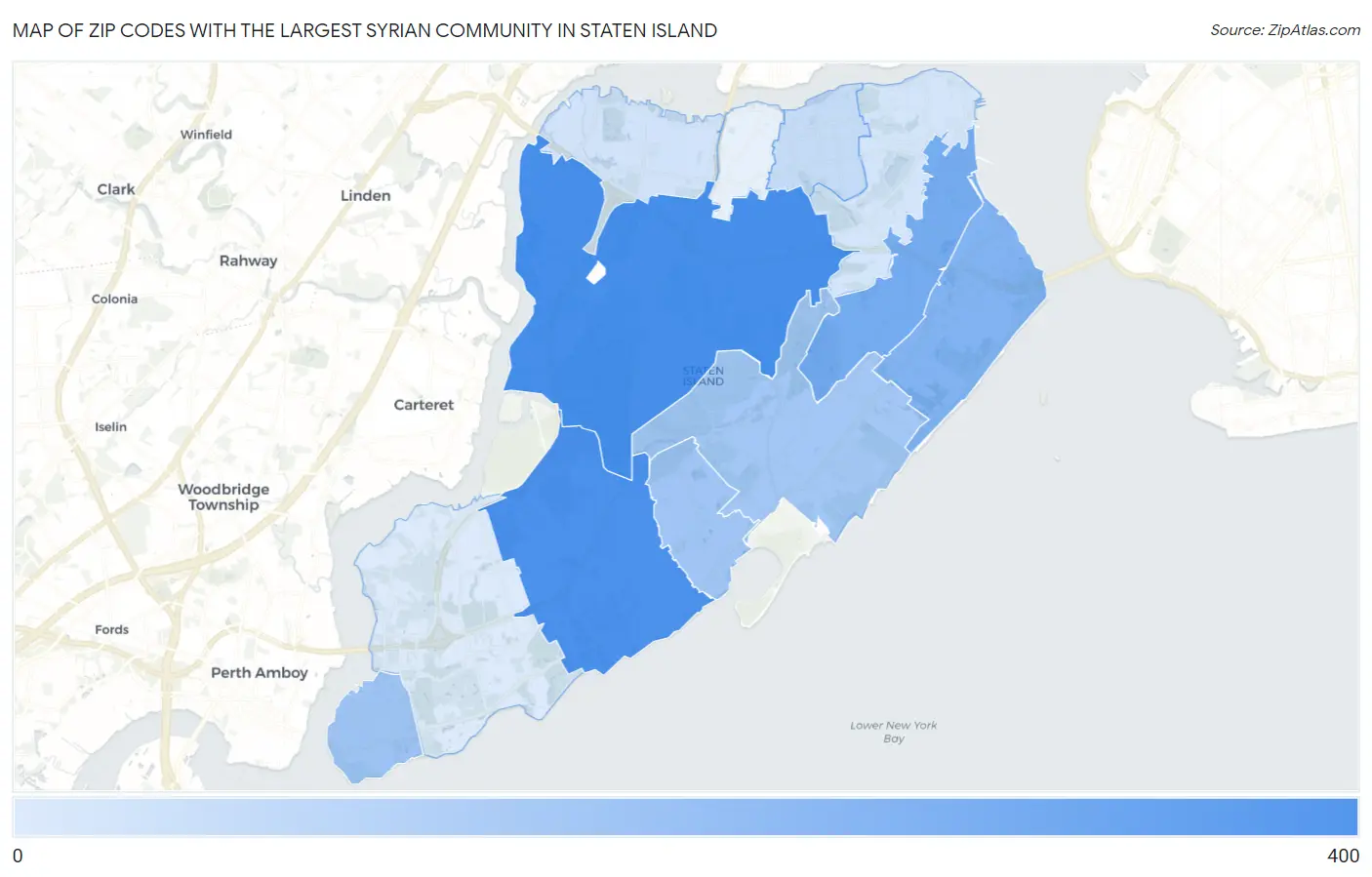 Zip Codes with the Largest Syrian Community in Staten Island Map
