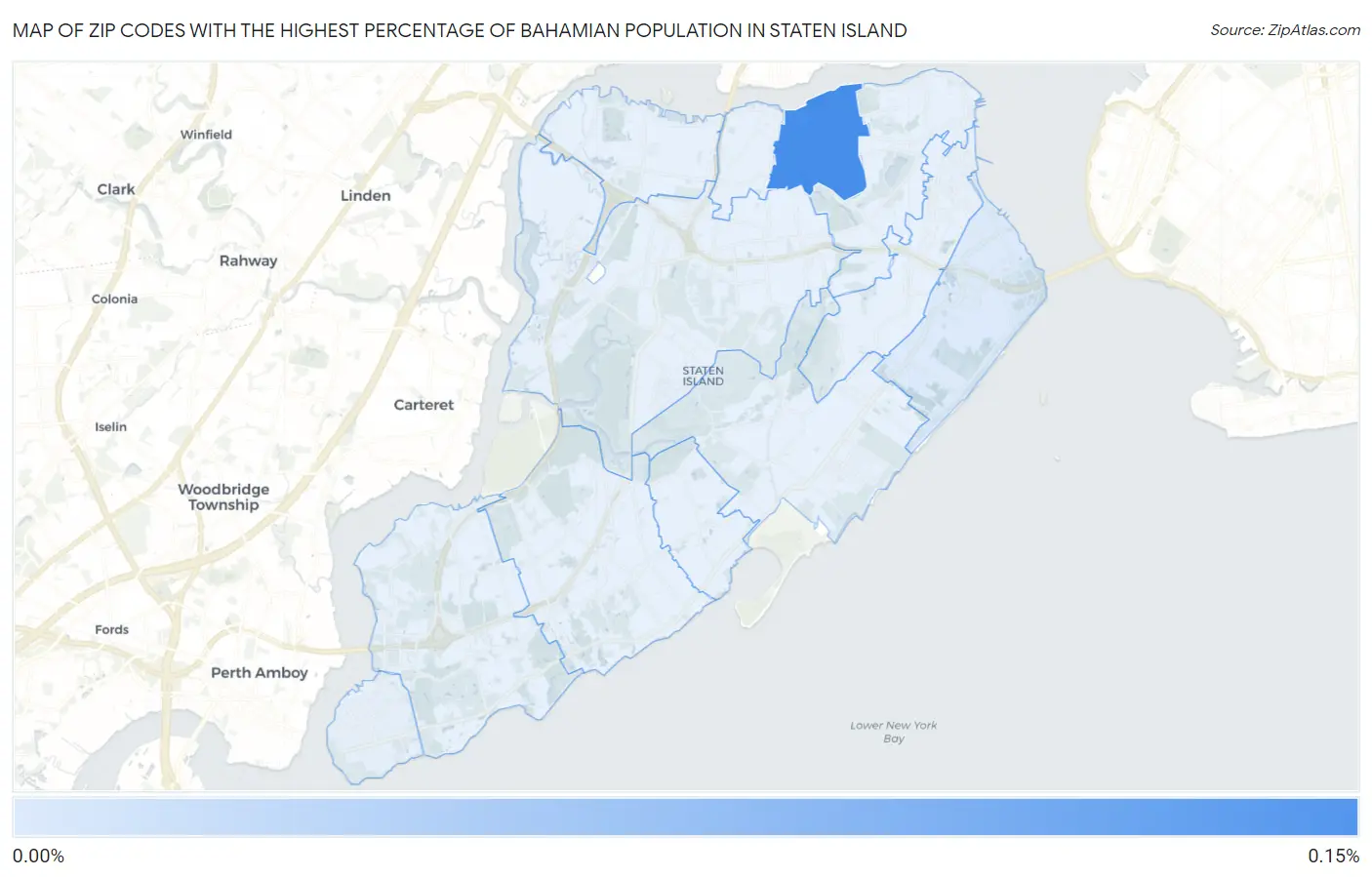 Zip Codes with the Highest Percentage of Bahamian Population in Staten Island Map