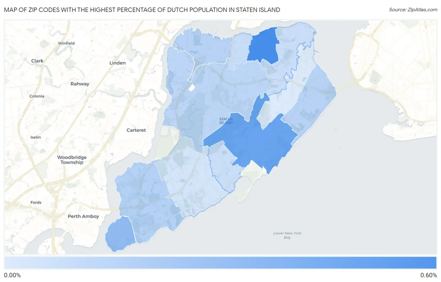 Zip Codes with the Highest Percentage of Dutch Population in Staten Island Map