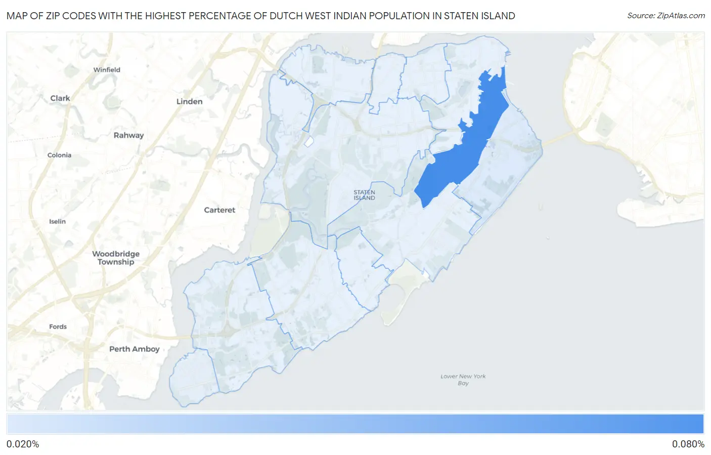 Zip Codes with the Highest Percentage of Dutch West Indian Population in Staten Island Map