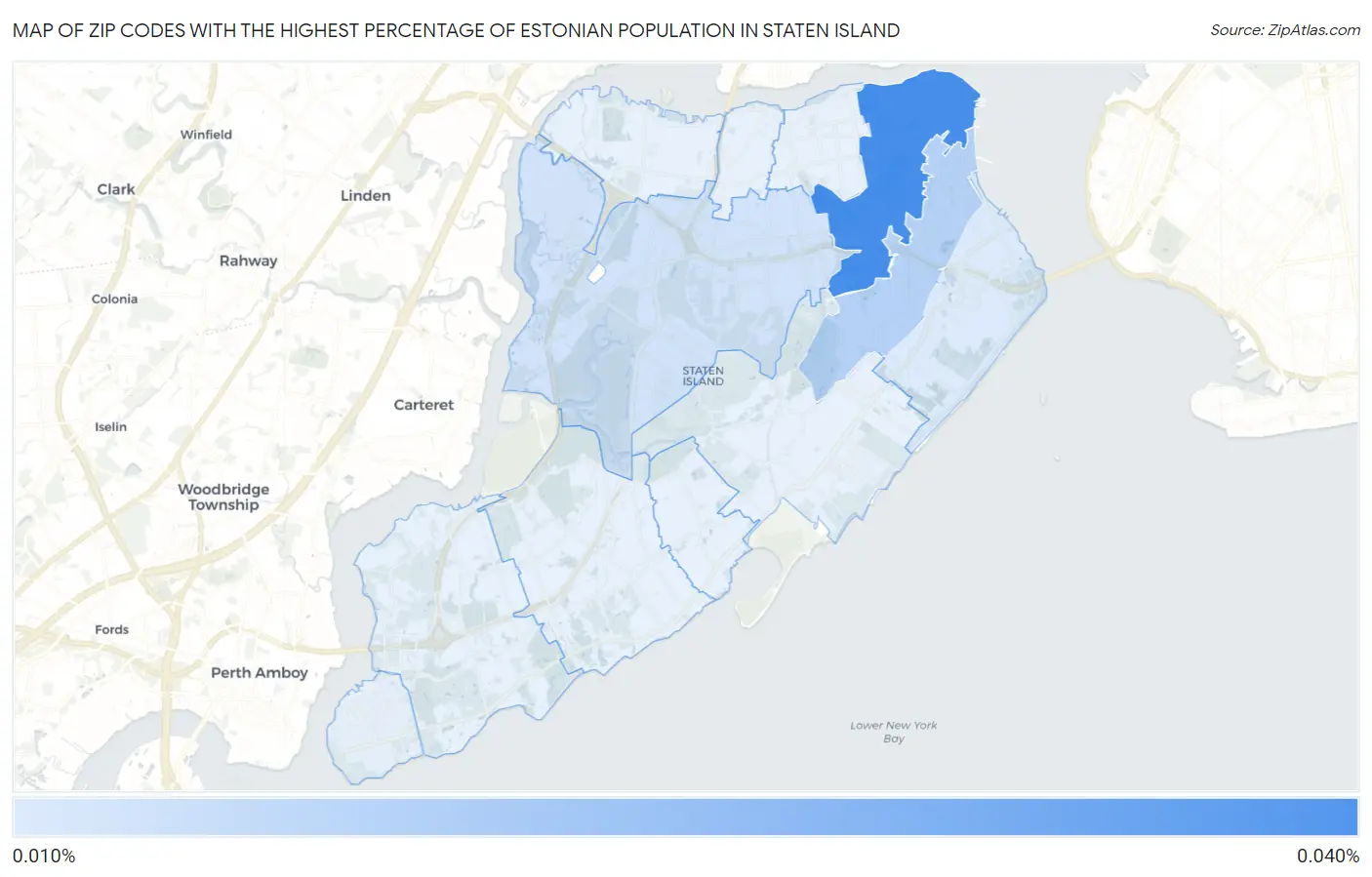 Zip Codes with the Highest Percentage of Estonian Population in Staten Island Map
