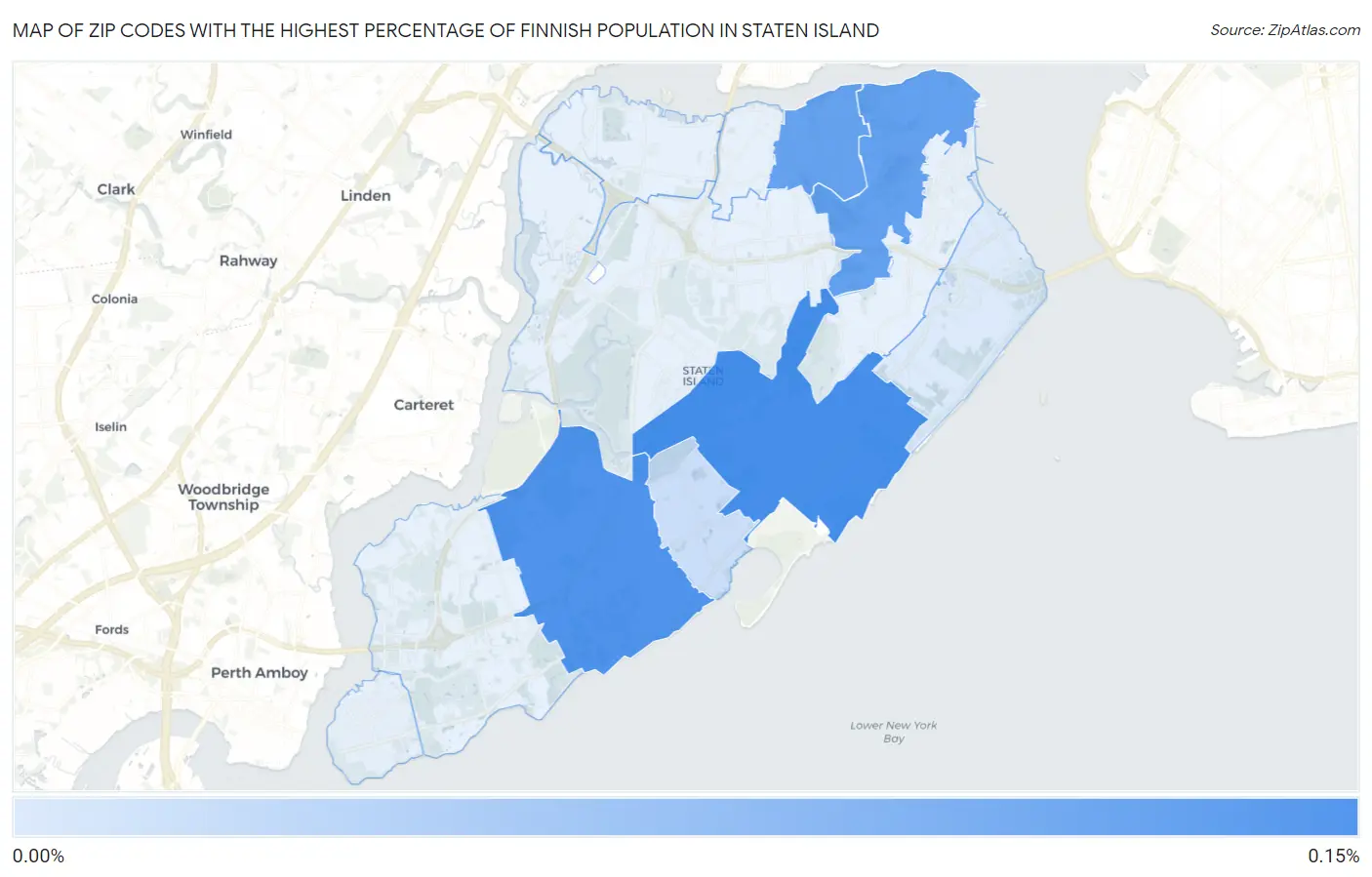 Zip Codes with the Highest Percentage of Finnish Population in Staten Island Map