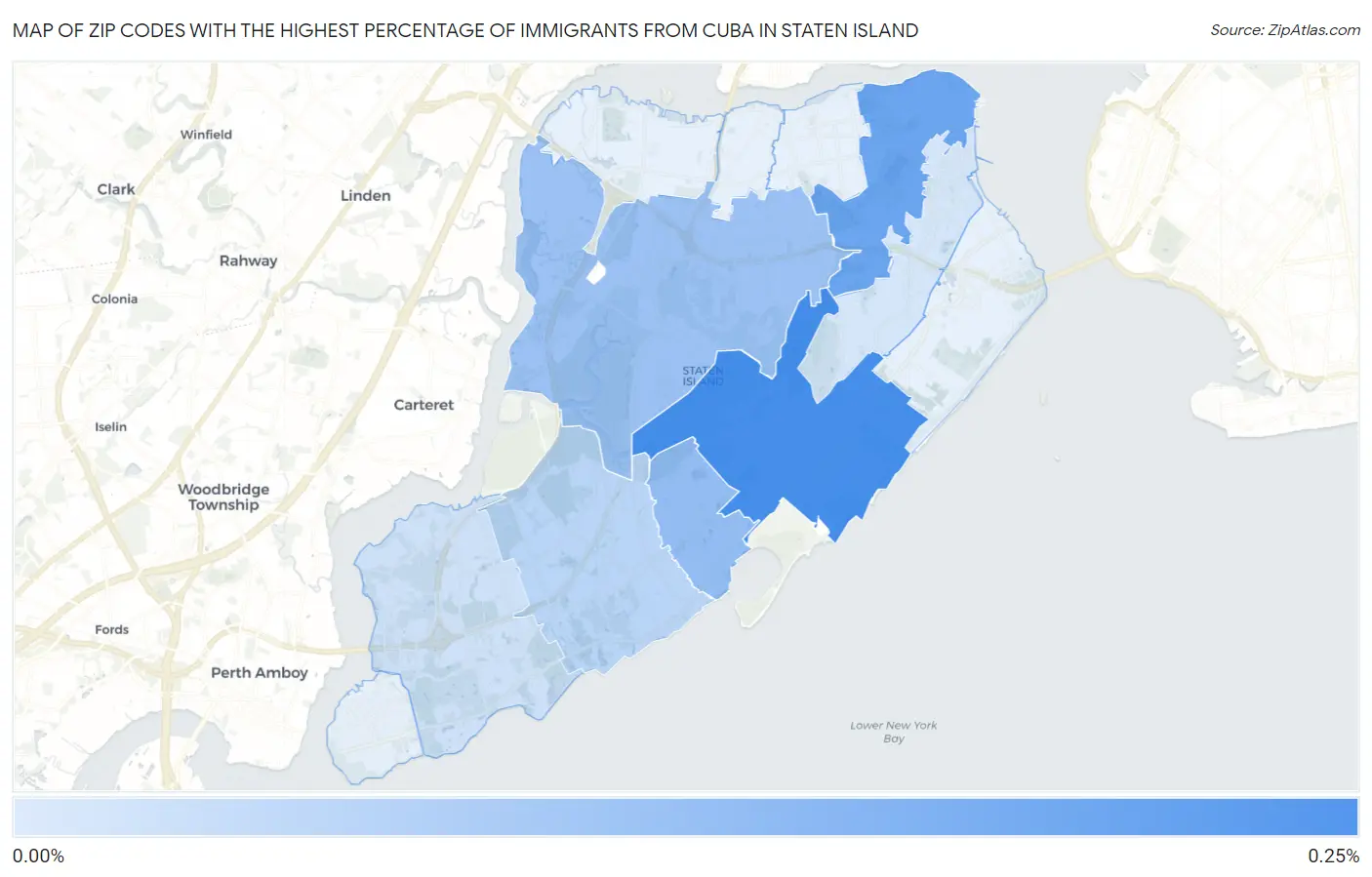 Zip Codes with the Highest Percentage of Immigrants from Cuba in Staten Island Map