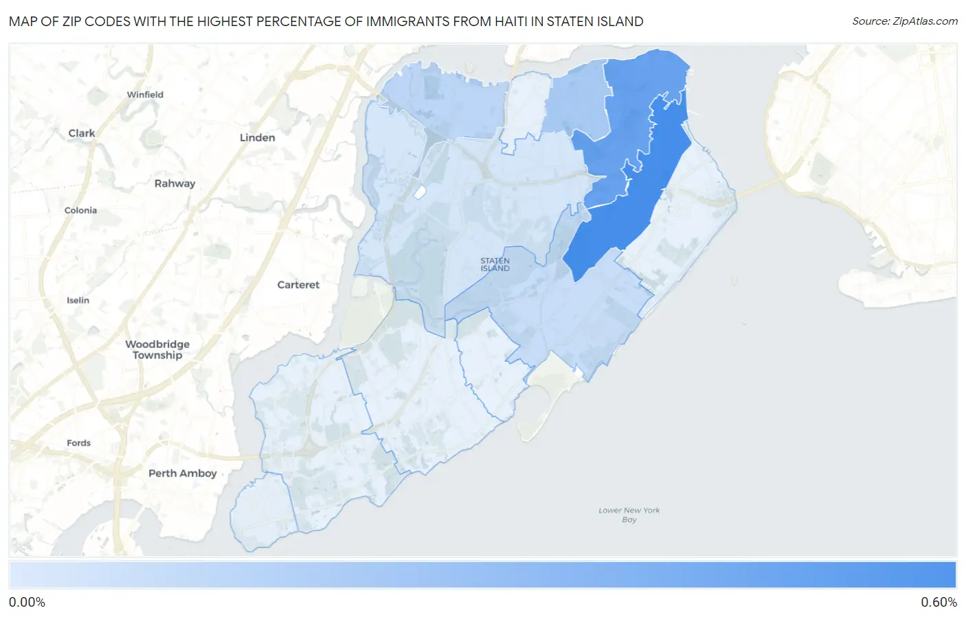 Zip Codes with the Highest Percentage of Immigrants from Haiti in Staten Island Map