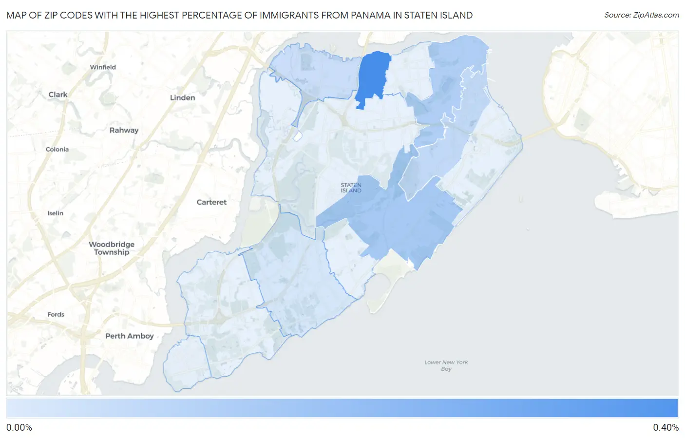 Zip Codes with the Highest Percentage of Immigrants from Panama in Staten Island Map
