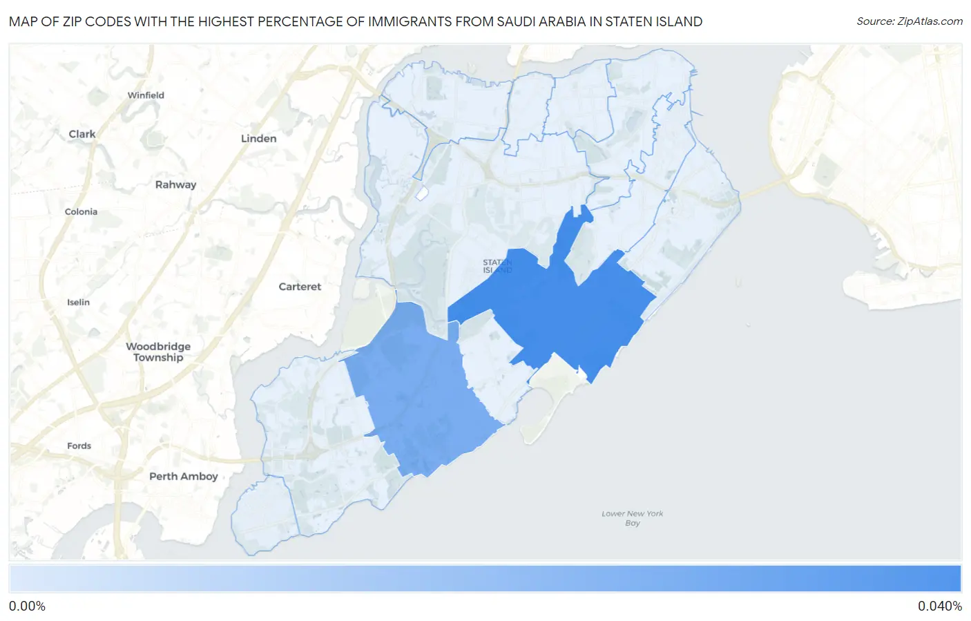 Zip Codes with the Highest Percentage of Immigrants from Saudi Arabia in Staten Island Map