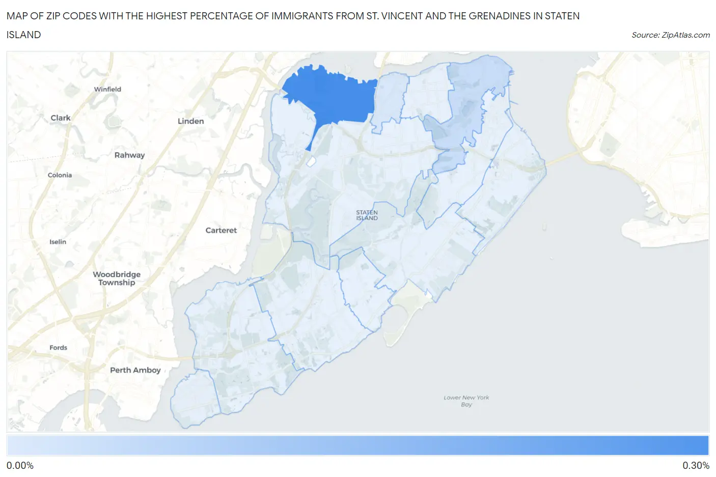 Zip Codes with the Highest Percentage of Immigrants from St. Vincent and the Grenadines in Staten Island Map