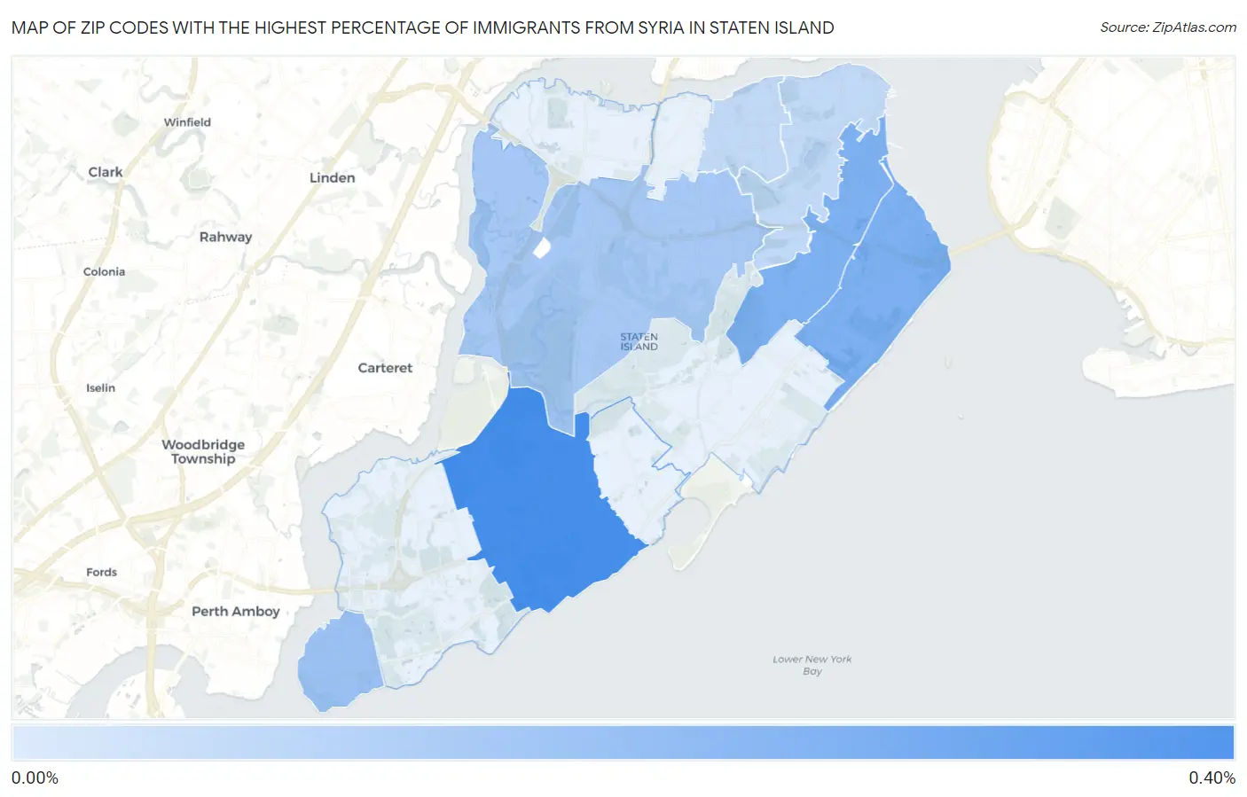 Zip Codes with the Highest Percentage of Immigrants from Syria in Staten Island Map