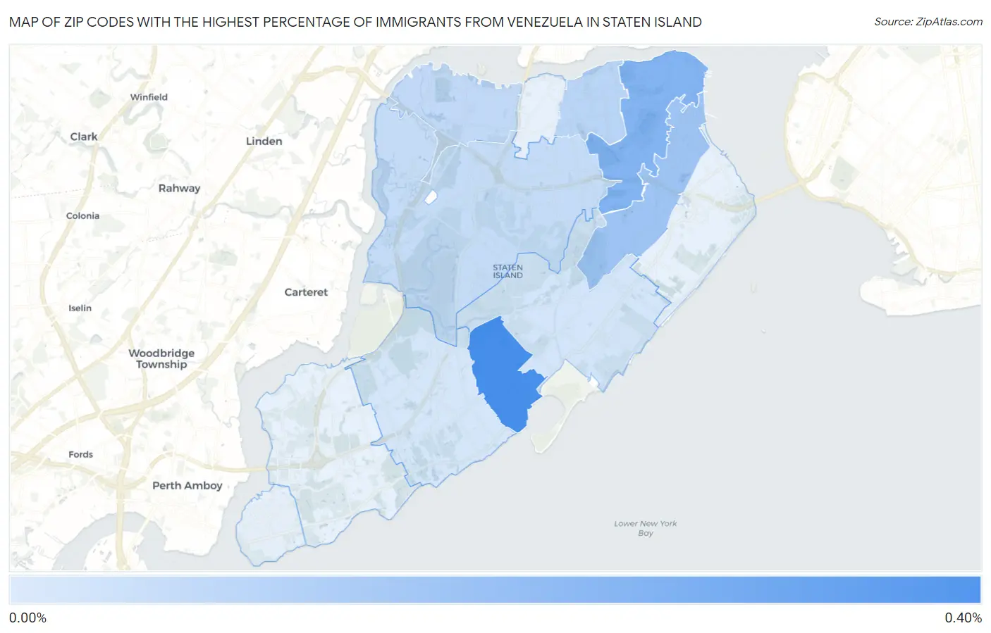 Zip Codes with the Highest Percentage of Immigrants from Venezuela in Staten Island Map