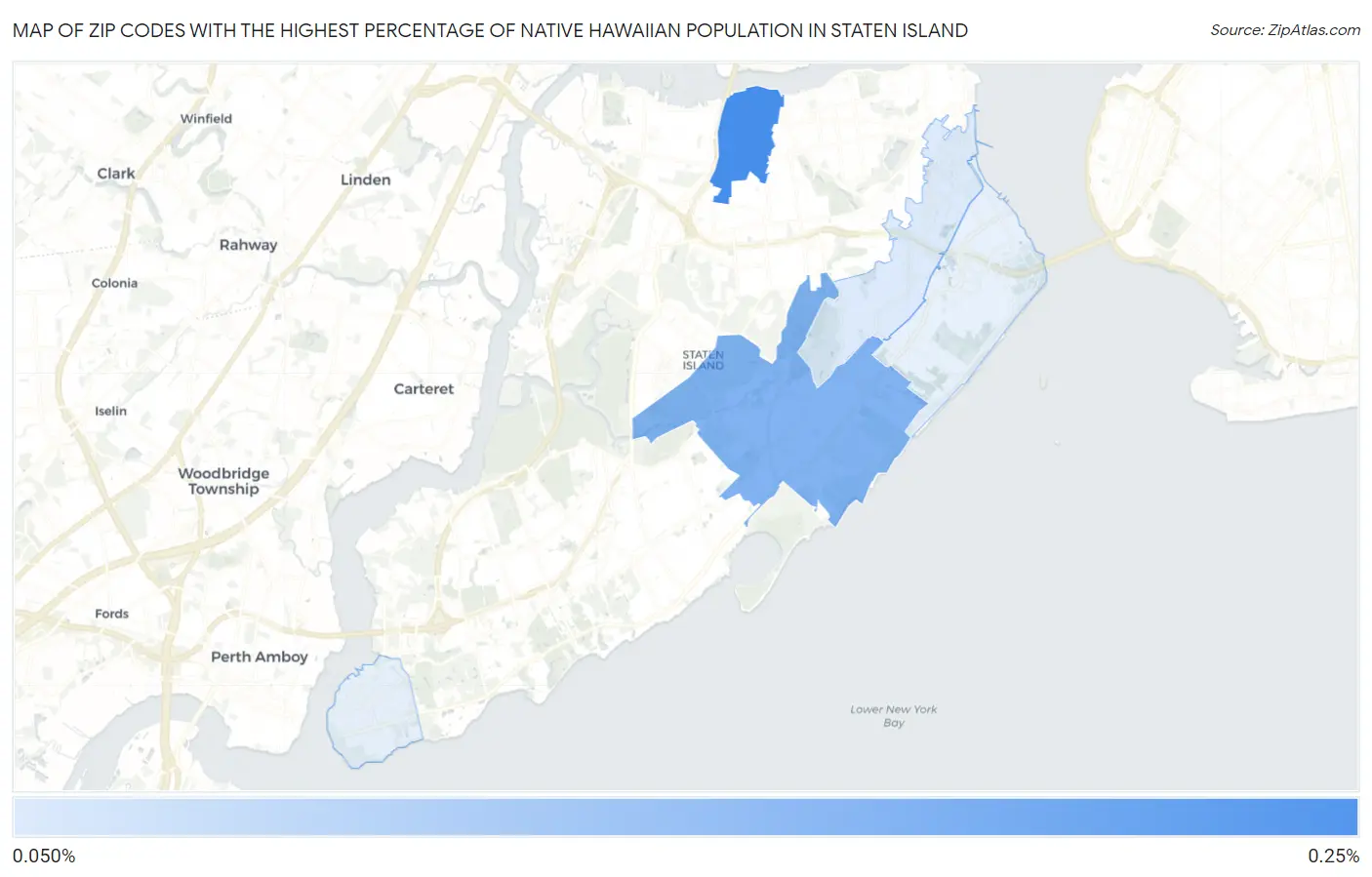 Zip Codes with the Highest Percentage of Native Hawaiian Population in Staten Island Map