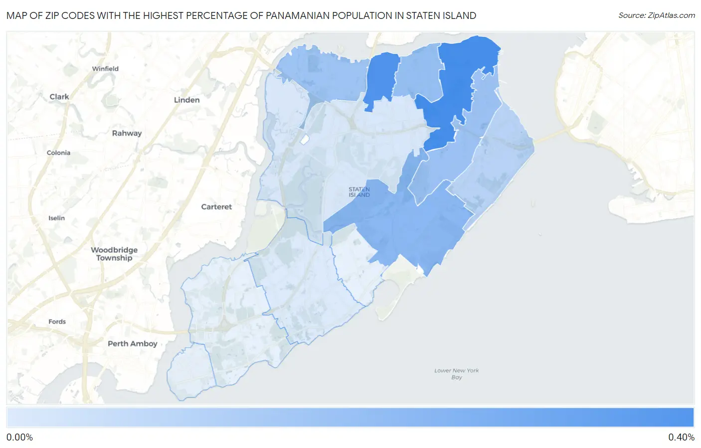 Zip Codes with the Highest Percentage of Panamanian Population in Staten Island Map