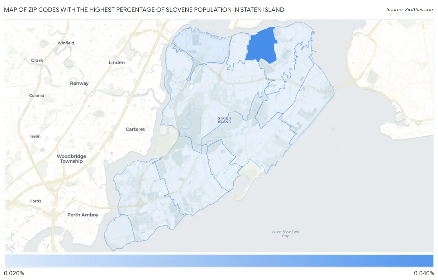 Zip Codes with the Highest Percentage of Slovene Population in Staten Island Map