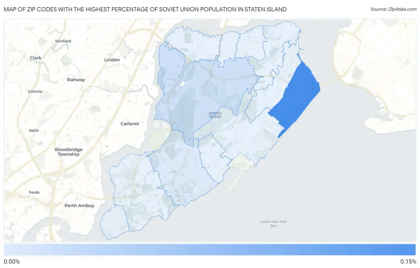 Zip Codes with the Highest Percentage of Soviet Union Population in Staten Island Map