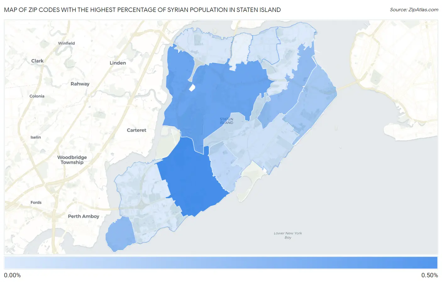 Zip Codes with the Highest Percentage of Syrian Population in Staten Island Map