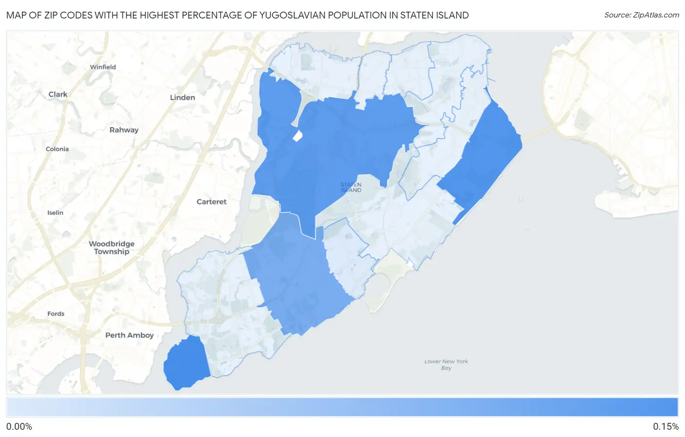 Zip Codes with the Highest Percentage of Yugoslavian Population in Staten Island Map