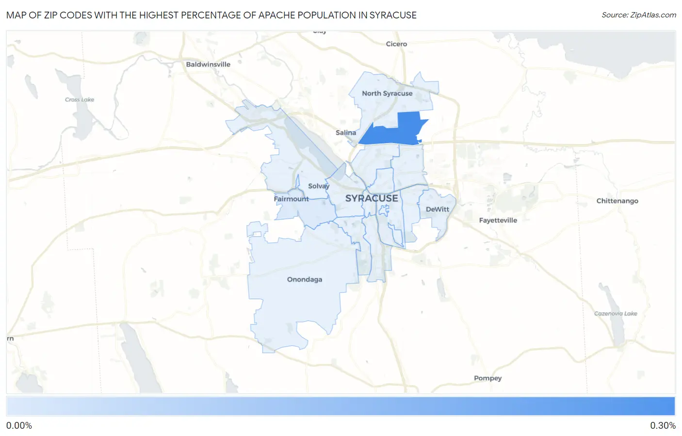 Zip Codes with the Highest Percentage of Apache Population in Syracuse Map
