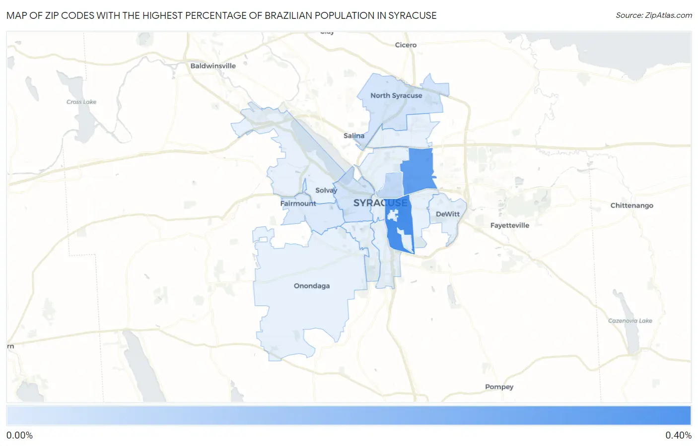 Zip Codes with the Highest Percentage of Brazilian Population in Syracuse Map