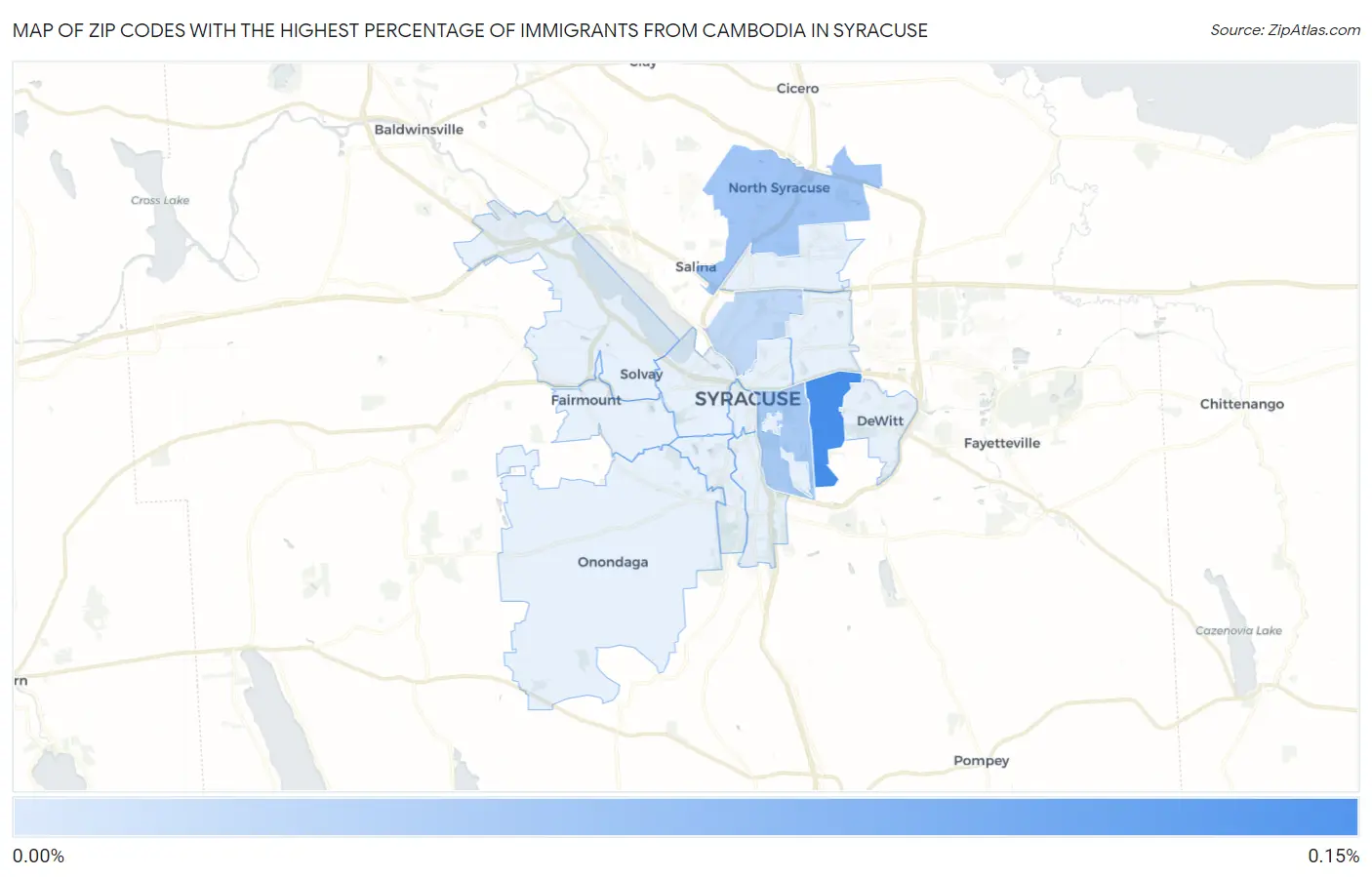 Zip Codes with the Highest Percentage of Immigrants from Cambodia in Syracuse Map