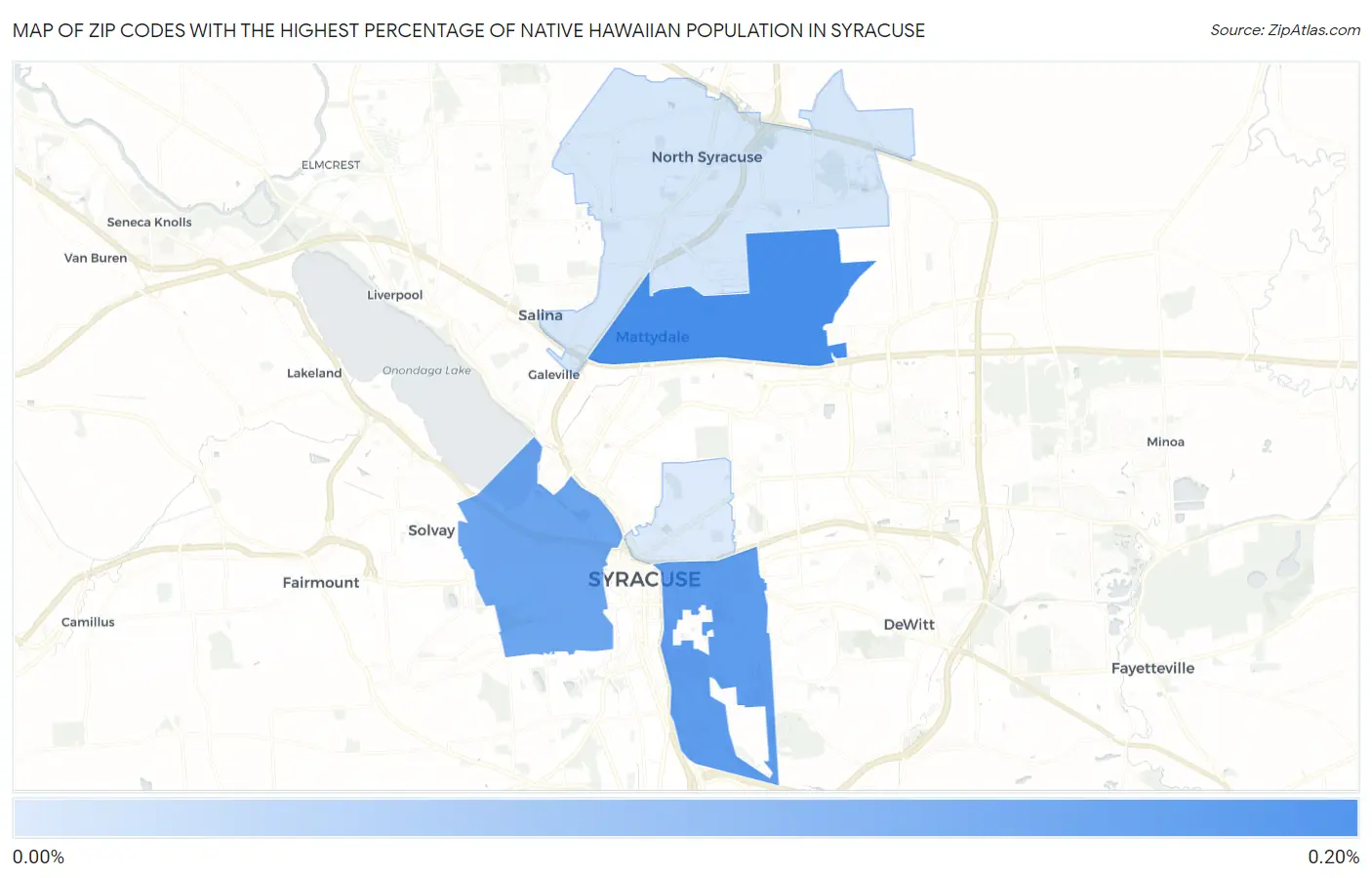 Zip Codes with the Highest Percentage of Native Hawaiian Population in Syracuse Map