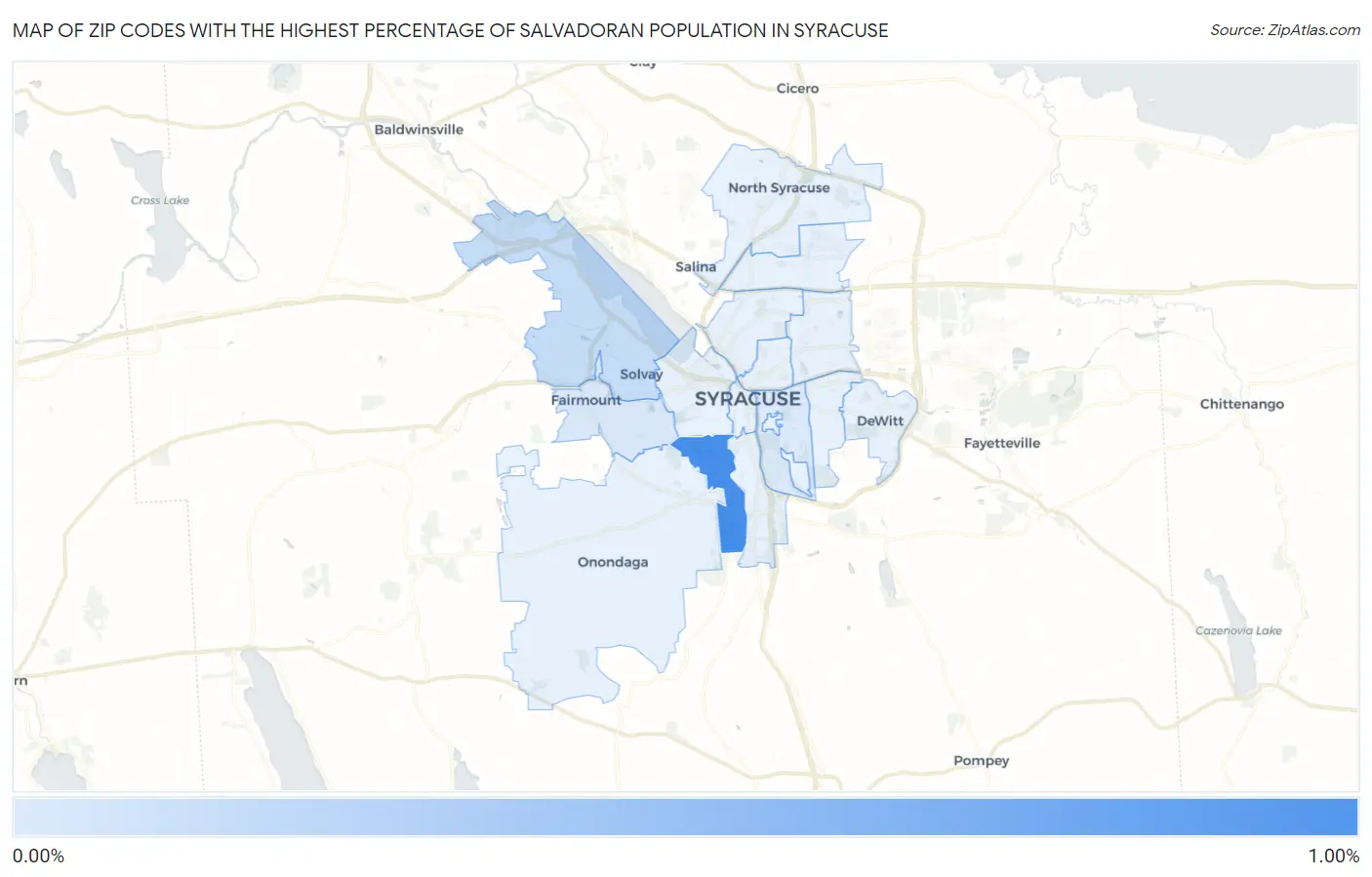Zip Codes with the Highest Percentage of Salvadoran Population in Syracuse Map