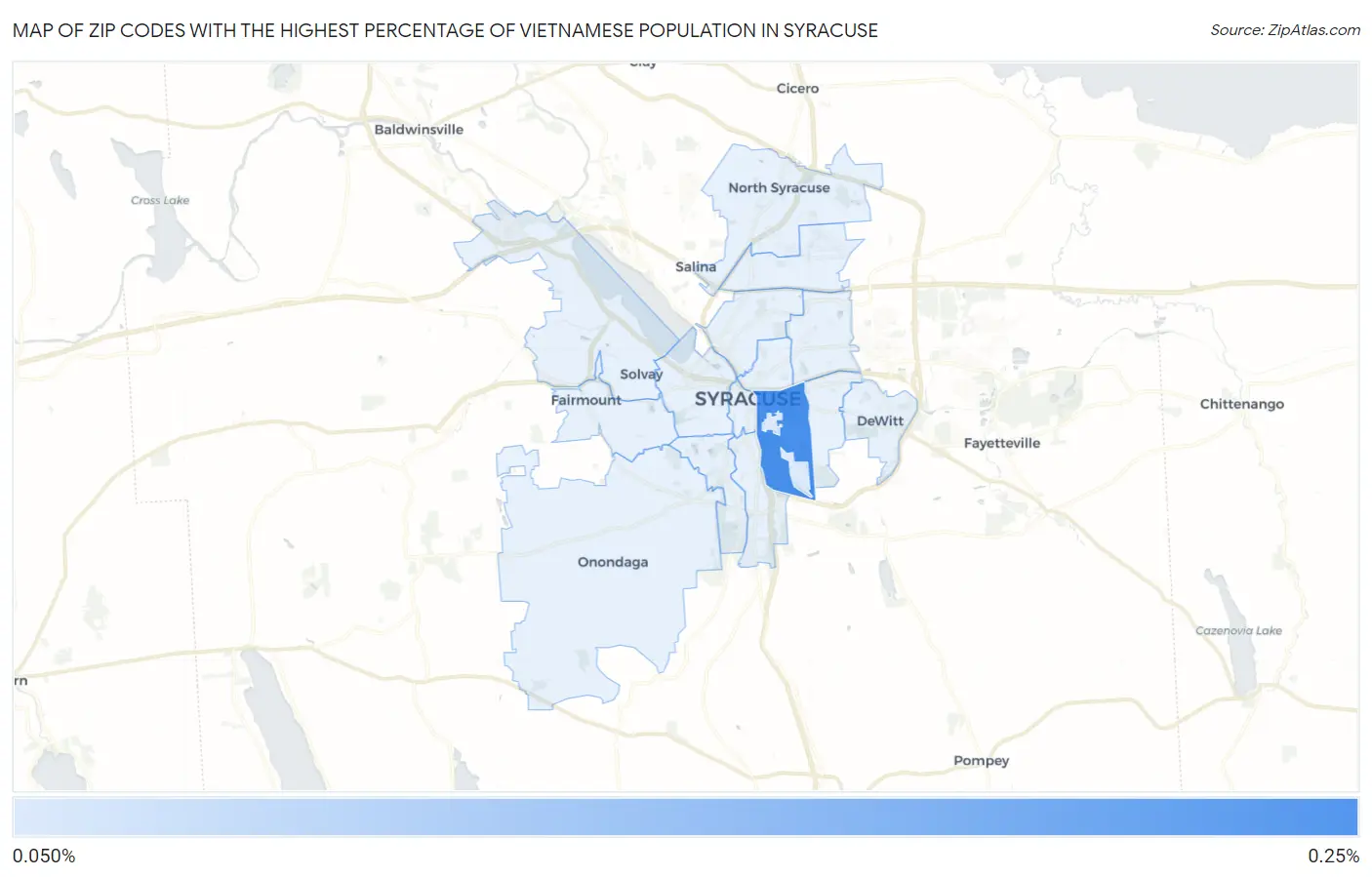 Zip Codes with the Highest Percentage of Vietnamese Population in Syracuse Map
